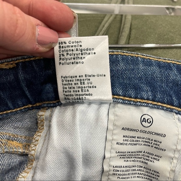 AG The Farrah Skinny Ankle High-Rise Jeans Blown Out Knee Raw Hem Size 28R - Picture 10 of 10